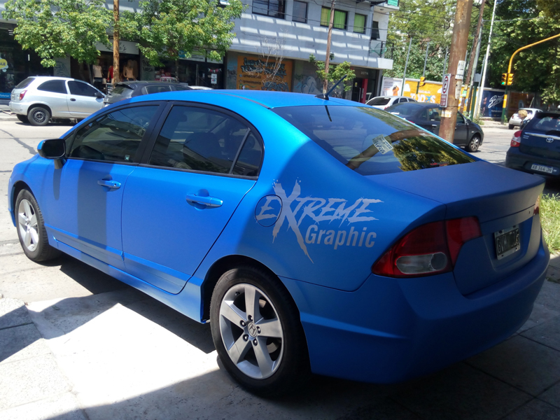 Ploteo vehicular mate chrome azul honda — Buenos Aires